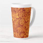 Bloemend rode en goudgele Wm Morris Design Latte Mok (Rechterhoek)