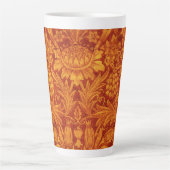 Bloemend rode en goudgele Wm Morris Design Latte Mok (Voorkant)
