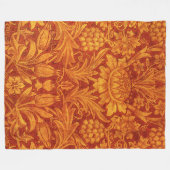 Bloemend rode en goudgele Wm Morris Fleece Deken (Voorkant (Horizontaal))