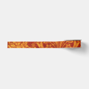 Bloemend rode en goudgele Wm Morris Grosgrain Lint