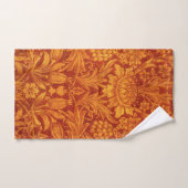 Bloemend rode en goudgele Wm Morris Handdoek (Handdoek)