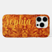 Bloemend rode en goudgele Wm Morris Voeg een naam  Case-Mate iPhone Case (Achterkant (horizontaal))
