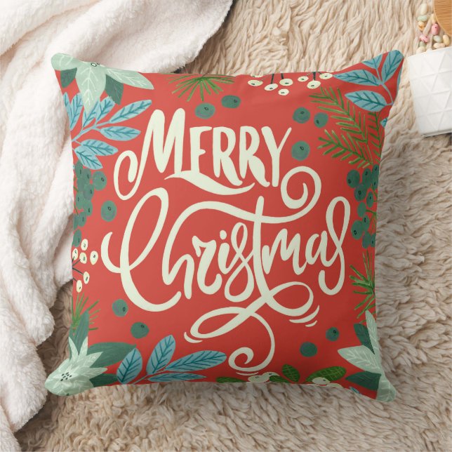 Bloemend rode Onze eerste kerst foto Kussen (Deken)