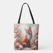 Bloemend rode vos in rozentuin boodschappentas tote bag (Achterkant)