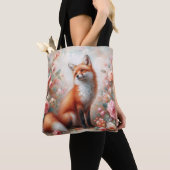 Bloemend rode vos in rozentuin boodschappentas tote bag (Dichtbij)