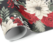 Bloemend rode witte Kerstpatroon Cadeau Cadeaupapier (Rol Hoek)