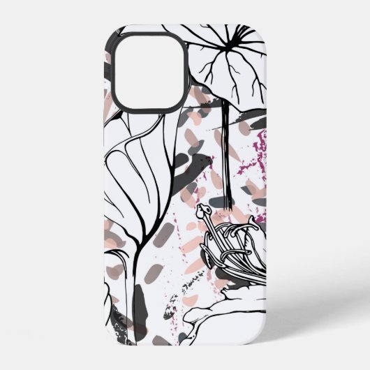 Bloemend zwart-wit naadloos patroon. Moderne Ar iPhone Hoesje (Achterkant)