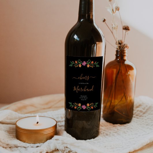 Bloemendag Bruidsfeest ter nagedachtenis aan overl Wijn Etiket