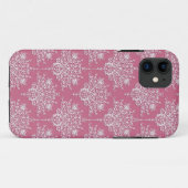 Bloemendamask in roze roos en wit Case-Mate iPhone case (Achterkant (horizontaal))