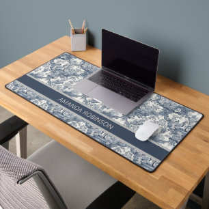 bloemendamast Blauw toile de jouy monogram Bureaumat