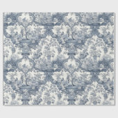  bloemendamast Blauw toile de jouy monogram Cadeaupapier (Vlak)