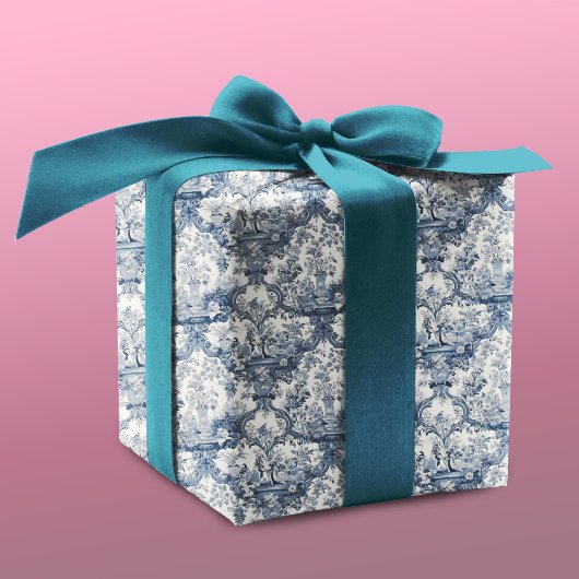  bloemendamast Blauw toile de jouy monogram Cadeaupapier