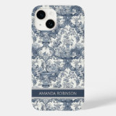  bloemendamast Blauw toile de jouy monogram Case-Mate iPhone Case (Achterkant)