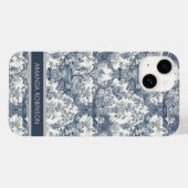 bloemendamast Blauw toile de jouy monogram Case-Mate iPhone Case (Achterkant (horizontaal))