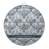  bloemendamast Blauw toile de jouy monogram Dartbord (Voorkant)