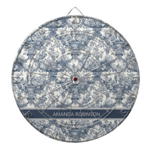 bloemendamast Blauw toile de jouy monogram Dartbord