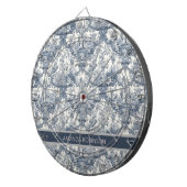 bloemendamast Blauw toile de jouy monogram Dartbord (Voorkant Rechts)