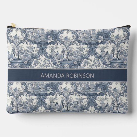  bloemendamast Blauw toile de jouy monogram Etui (Voorkant)