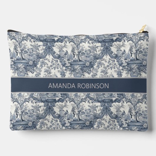  bloemendamast Blauw toile de jouy monogram Etui (Achterkant)