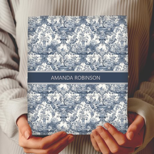 bloemendamast Blauw toile de jouy monogram Inpakpapier Vel