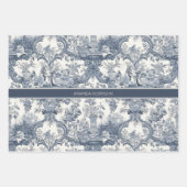 bloemendamast Blauw toile de jouy monogram Inpakpapier Vel (Voorkant 3)