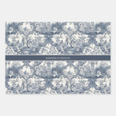 bloemendamast Blauw toile de jouy monogram Inpakpapier Vel (Voorkant 2)