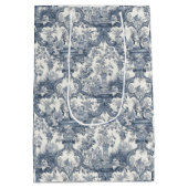  bloemendamast Blauw toile de jouy monogram Medium Cadeauzakje (Achterkant)