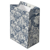  bloemendamast Blauw toile de jouy monogram Medium Cadeauzakje (Achterkant Gekanteld)