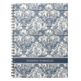  bloemendamast Blauw toile de jouy monogram Notitieboek