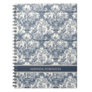  bloemendamast Blauw toile de jouy monogram Notitieboek