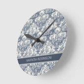 bloemendamast Blauw toile de jouy monogram Ronde Klok (Hoek)