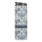 bloemendamast Blauw toile de jouy monogram Thermosbeker (Geroteerd rechts)