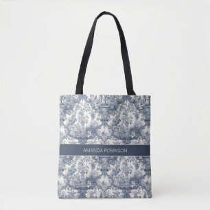 bloemendamast Blauw toile de jouy monogram Tote Bag