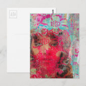 Bloemendame Abstracte Mixed Media Collage Postkaar Briefkaart (Voorkant / Achterkant)