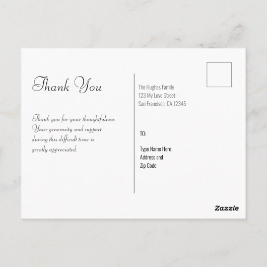 Bloemendankbetuiging rouwkaarten bedankt briefkaart (Achterkant)