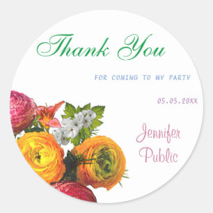 Bloemendankjessjabloon Aquarel Pasteltinten Ronde Sticker