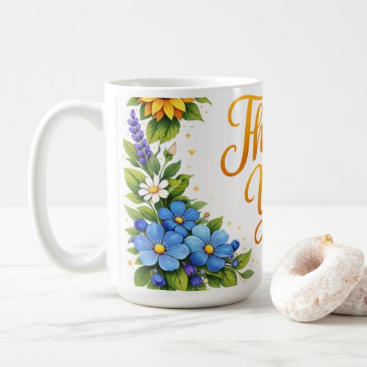 *Bloemendankjewel Koffiemok (Met donut)