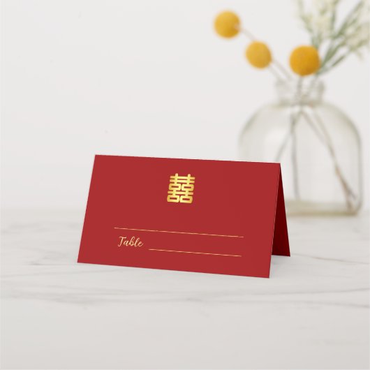 Bloemendanklogo Chinese bruiloft dubbele xi Plaatskaartje (Voorkant)