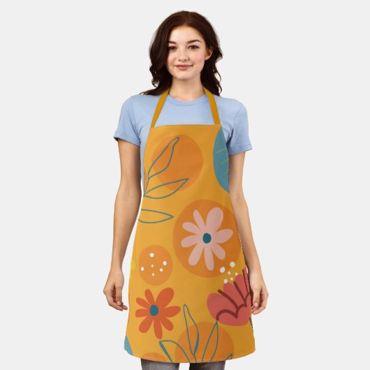 Bloemende bloemen over Schort (Gedragen)