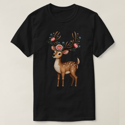 Bloemende herten t-shirt (Design voorkant)