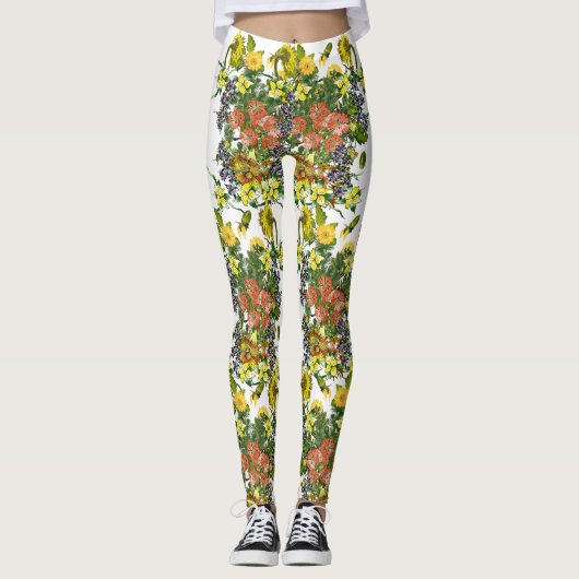 Bloemende illustraties leggings (Voorkant)