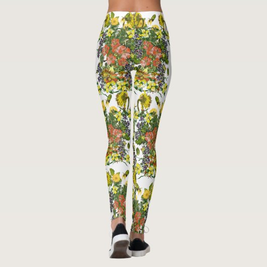 Bloemende illustraties leggings (Achterkant)