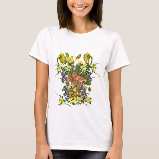 Bloemende illustraties t-shirt (Voorkant)