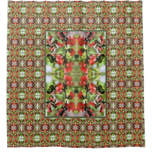 Bloemende Quince Red Blossom Abstract Douchegordijn (Voorkant)