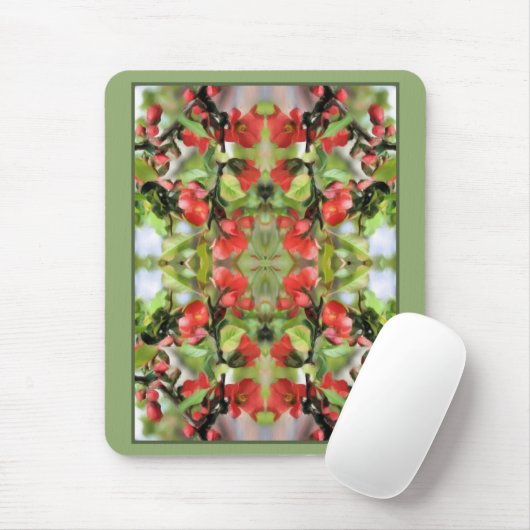 Bloemende Quince Red Blossom Abstract Muismat (Met muis)
