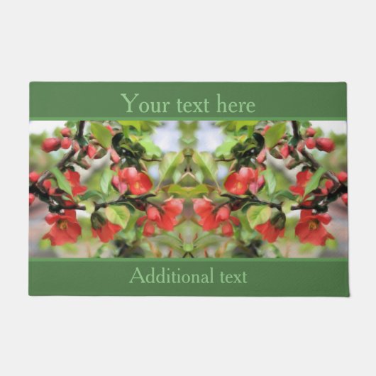 Bloemende Quince Red Blossom, gepersonaliseerd Deurmat (Voorkant)