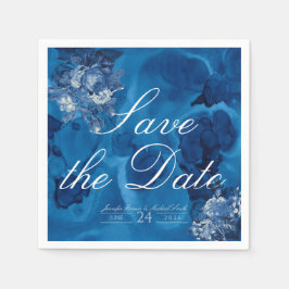 Bloemendecor Blauw Aquarel Navyrozen Trouwbloemen Servet