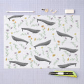 Bloemendecor Blauwe Walvis Lente Illustratie Patro Tissuepapier (Craft)