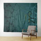 Bloemendecor donker teal zwart goud Monogram Fotoc Wandkleed (In Situ (horizontaal))