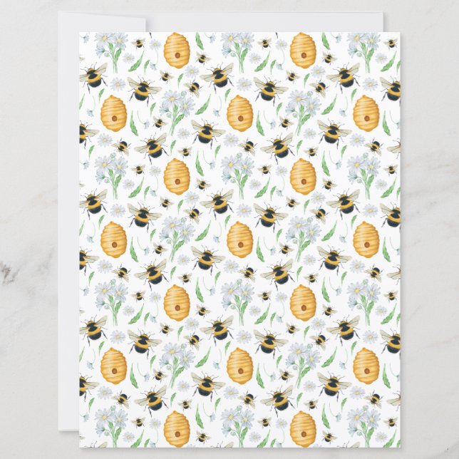 Bloemendecor Houten Bijen Scrapbook Papier (Voorkant)